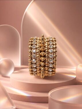 Gold Crystal Stretch Bracelet - Women